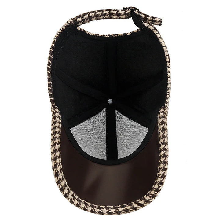 Vance Houndstooth Leather Cap