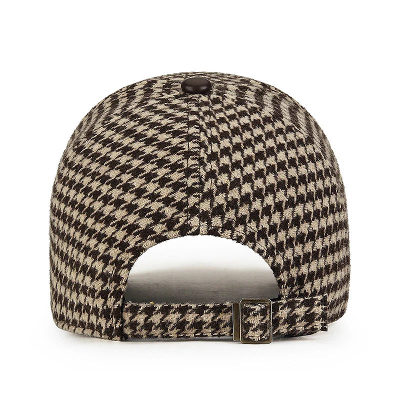 Vance Houndstooth Leather Cap
