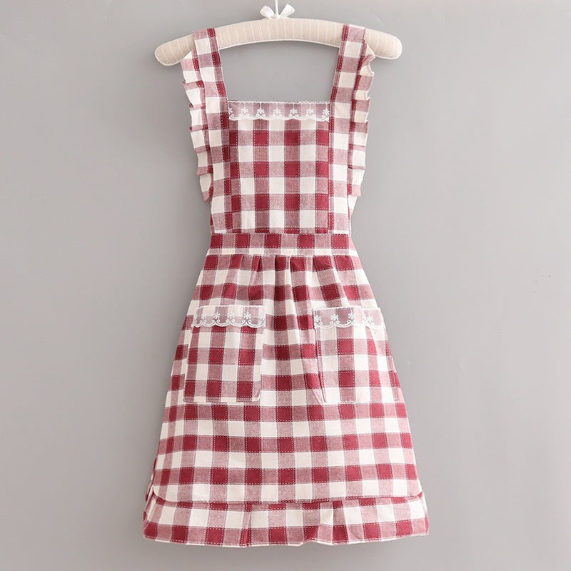 Hartwell Plaid Apron - Crimson