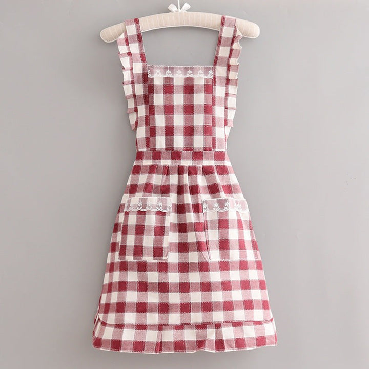 Hartwell Plaid Apron - Crimson