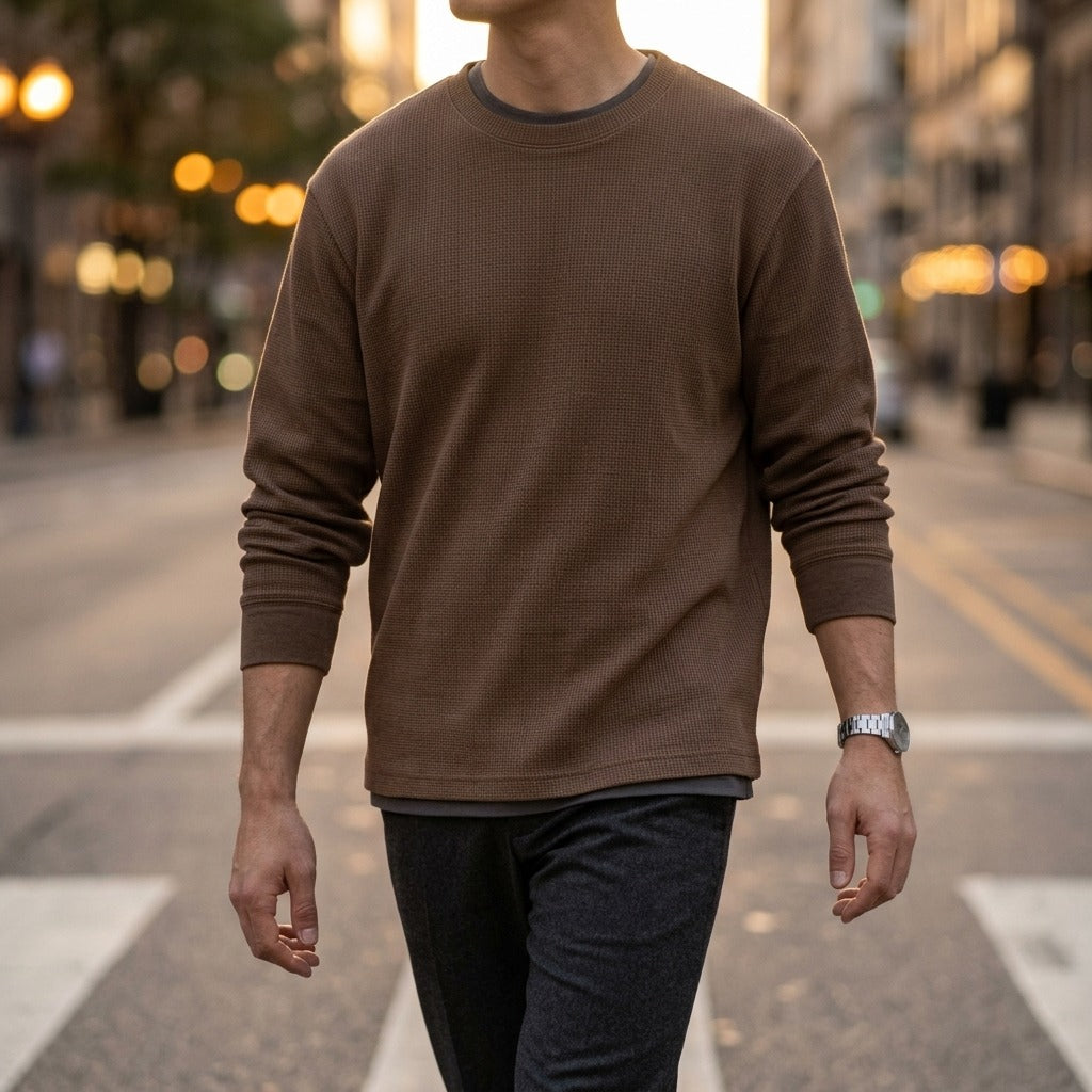 Heavyweight Long-Sleeve Shirt (260G) - Coffee