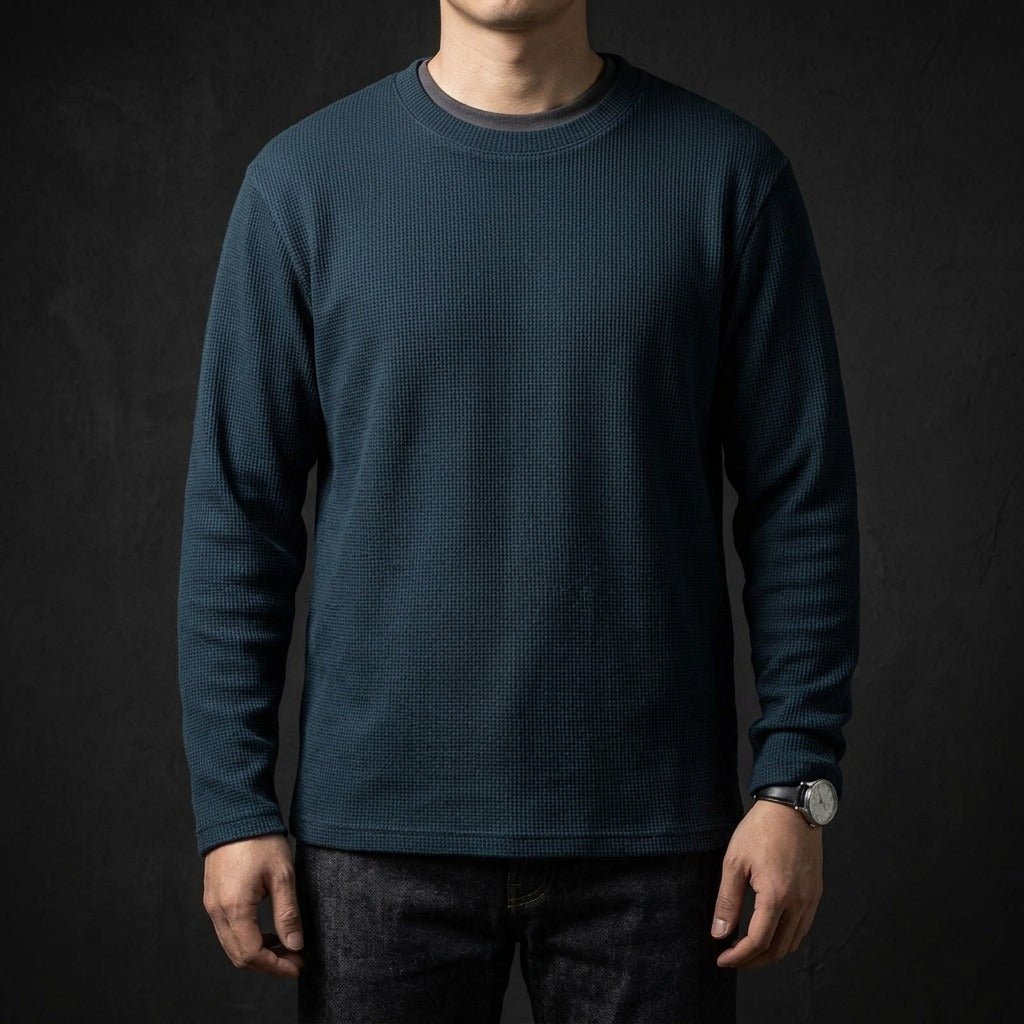 Heavyweight Long-Sleeve Shirt (260G) - Navy Blue