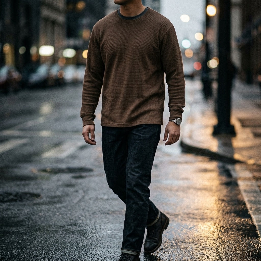 Heavyweight Long-Sleeve Shirt (260G) - Coffee