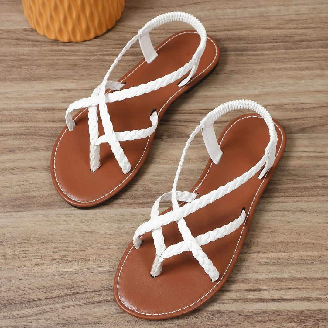 Ischia Woven Flat Sandals - Alabaster