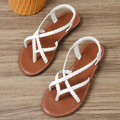 Ischia Woven Flat Sandals - Alabaster