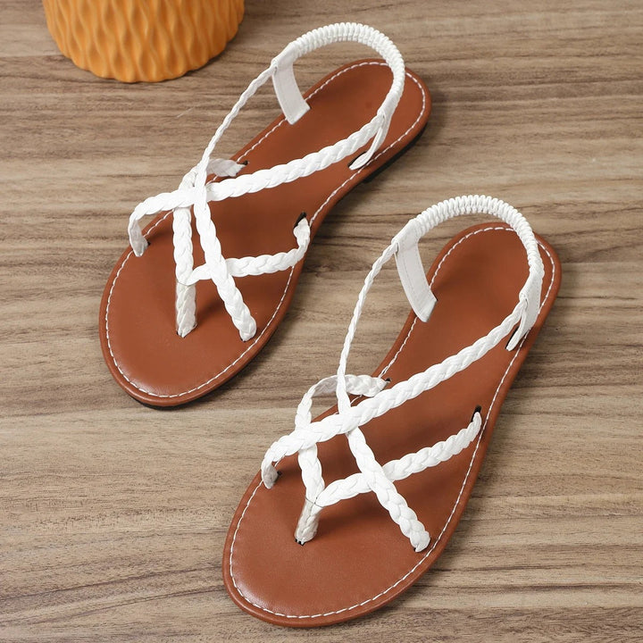 Ischia Woven Flat Sandals - Alabaster