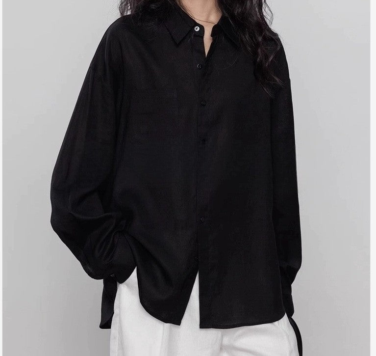 Ila Tencel Linen Shirt - Black