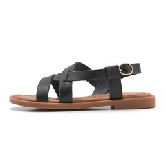 Josepha Low Leather Sandals - Black