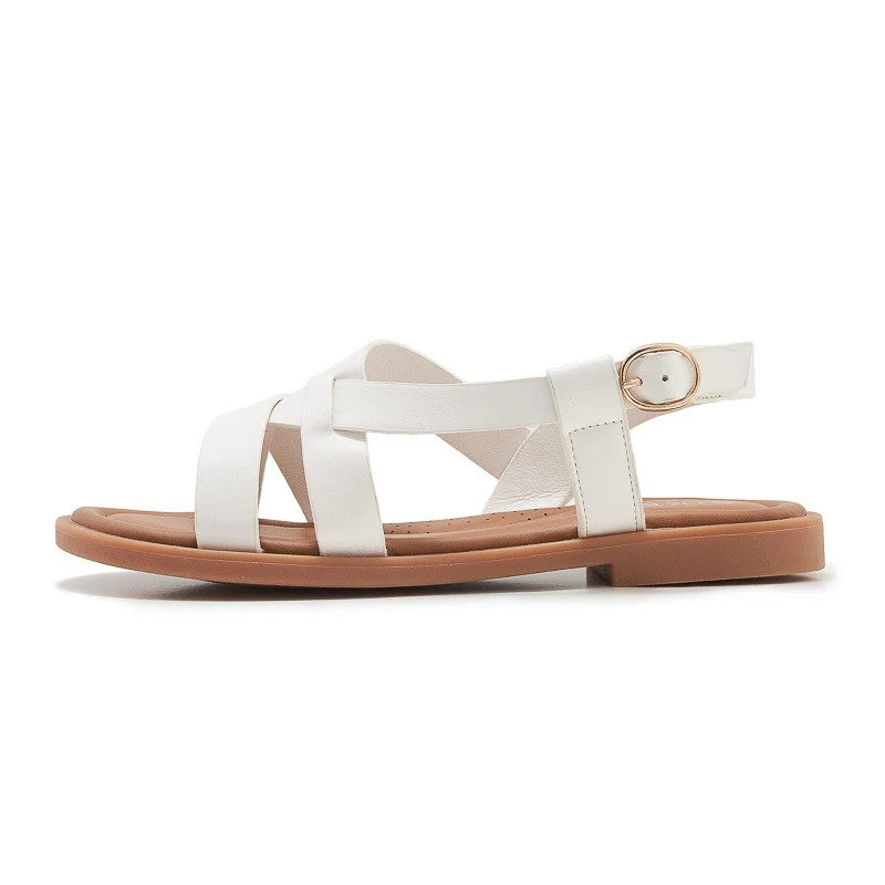 Josepha Low Leather Sandals - White