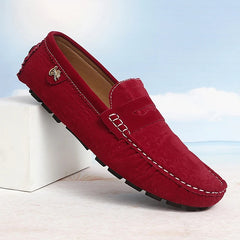 Kensington Leather Driving Loafers - Crimson Red