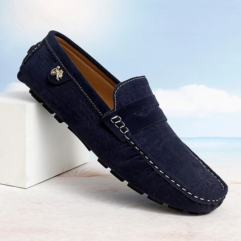 Kensington Leather Driving Loafers - Navy Blue