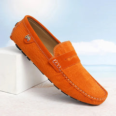 Kensington Leather Driving Loafers - Tangerine