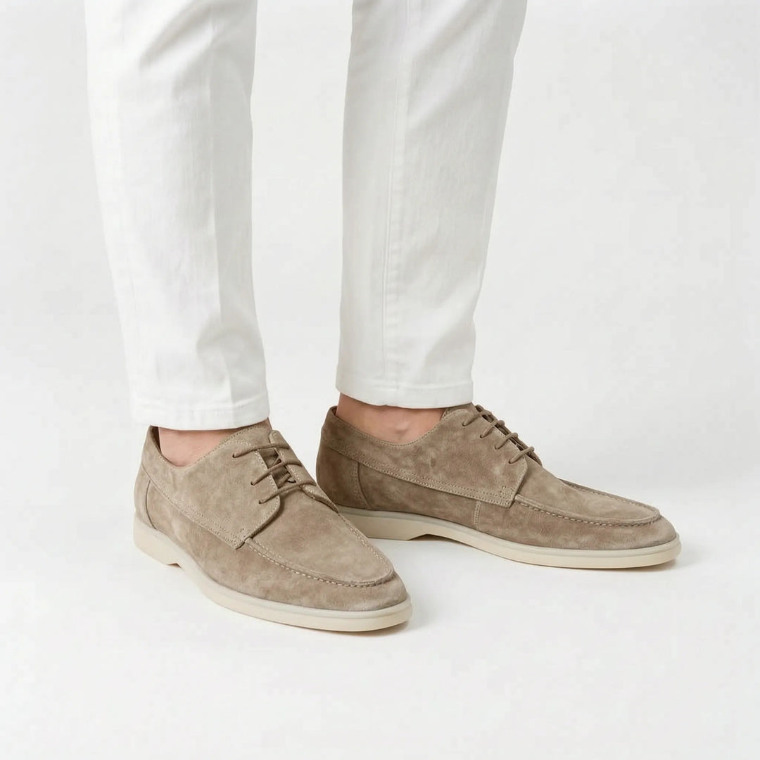Kensington Leather Lace-Up Shoes - Stone Beige