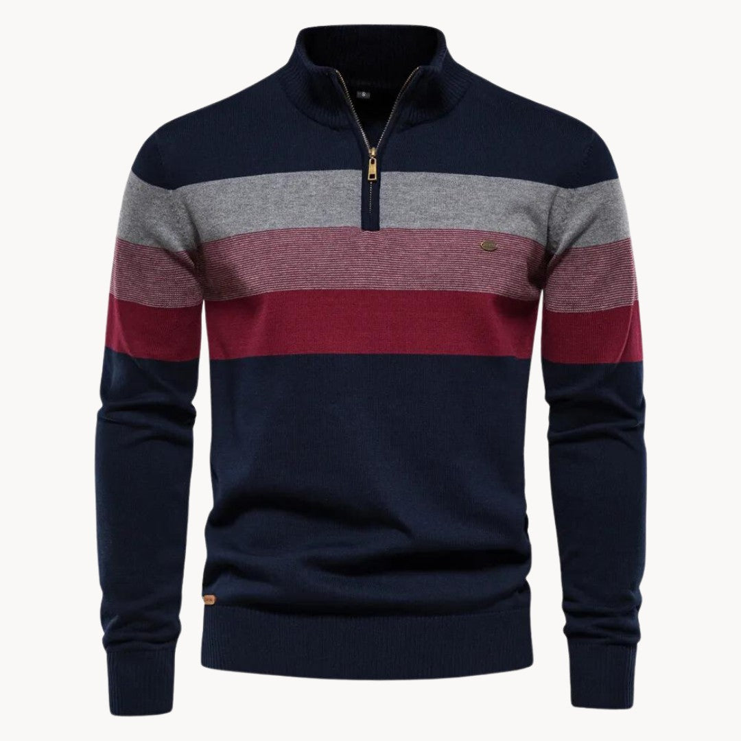 Lazio Knit Quarter Zip Sweater - Denim Blue