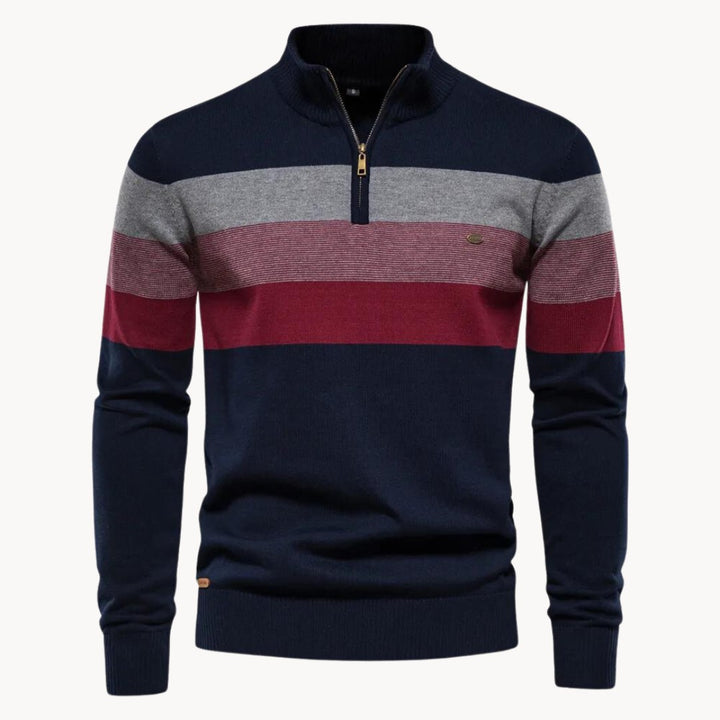 Lazio Knit Quarter Zip Sweater - Denim Blue