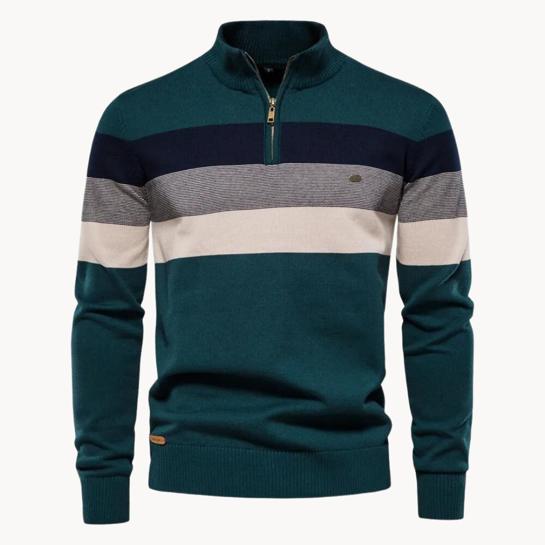 Lazio Knit Quarter Zip Sweater - Forest Teal