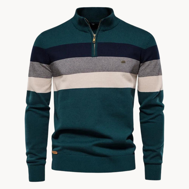 Lazio Knit Quarter Zip Sweater - Forest Teal
