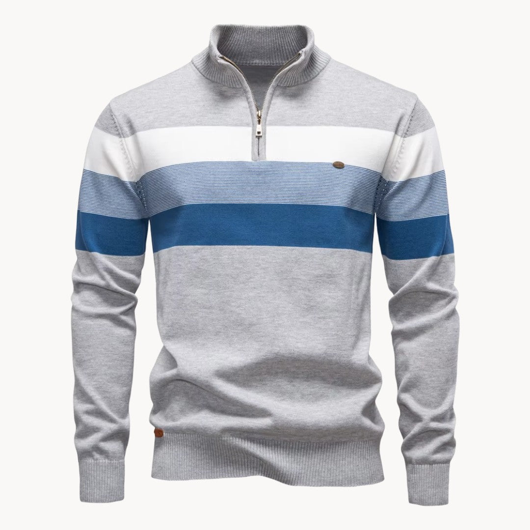Lazio Knit Quarter Zip Sweater - Heather Gray