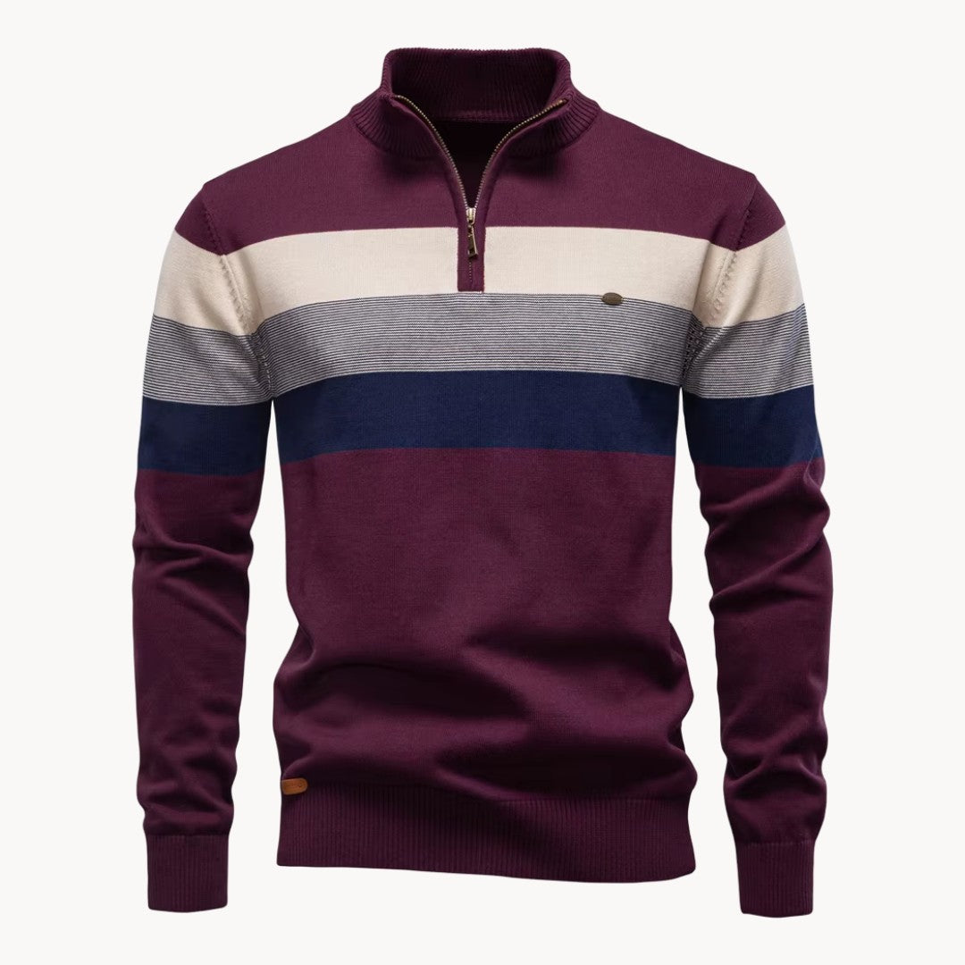 Lazio Knit Quarter Zip Sweater - Merlot