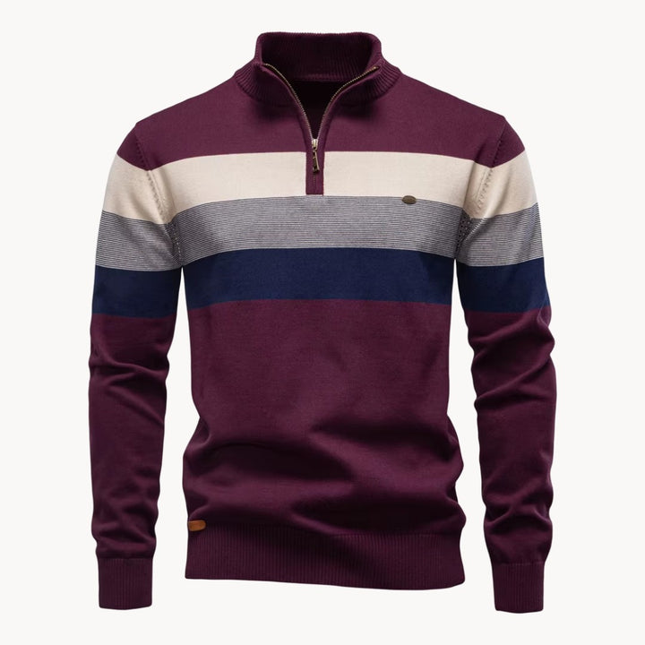 Lazio Knit Quarter Zip Sweater - Merlot