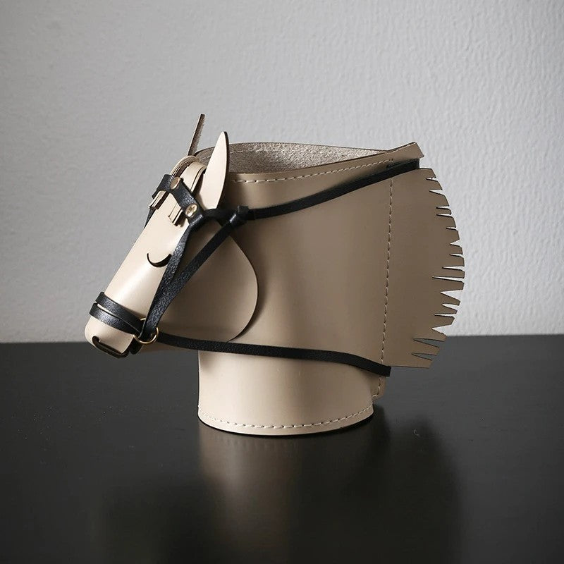 Leather Horse Desk Organizer
