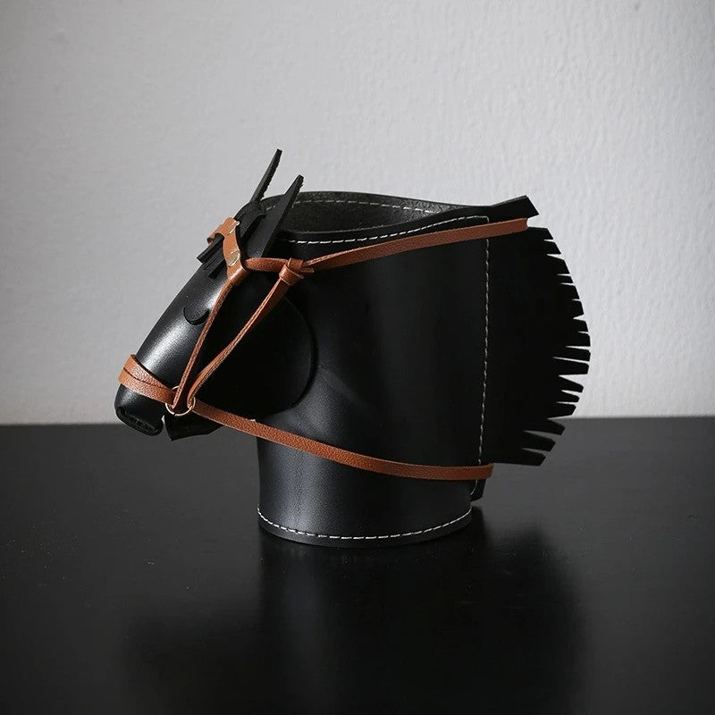 Leather Horse Desk Organizer - Onyx