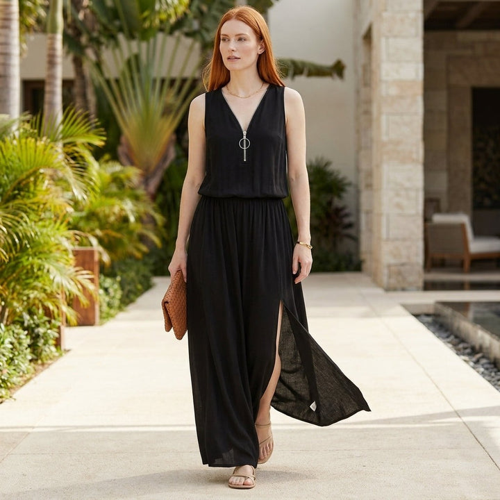 Lecce Zip Neck Maxi Dress