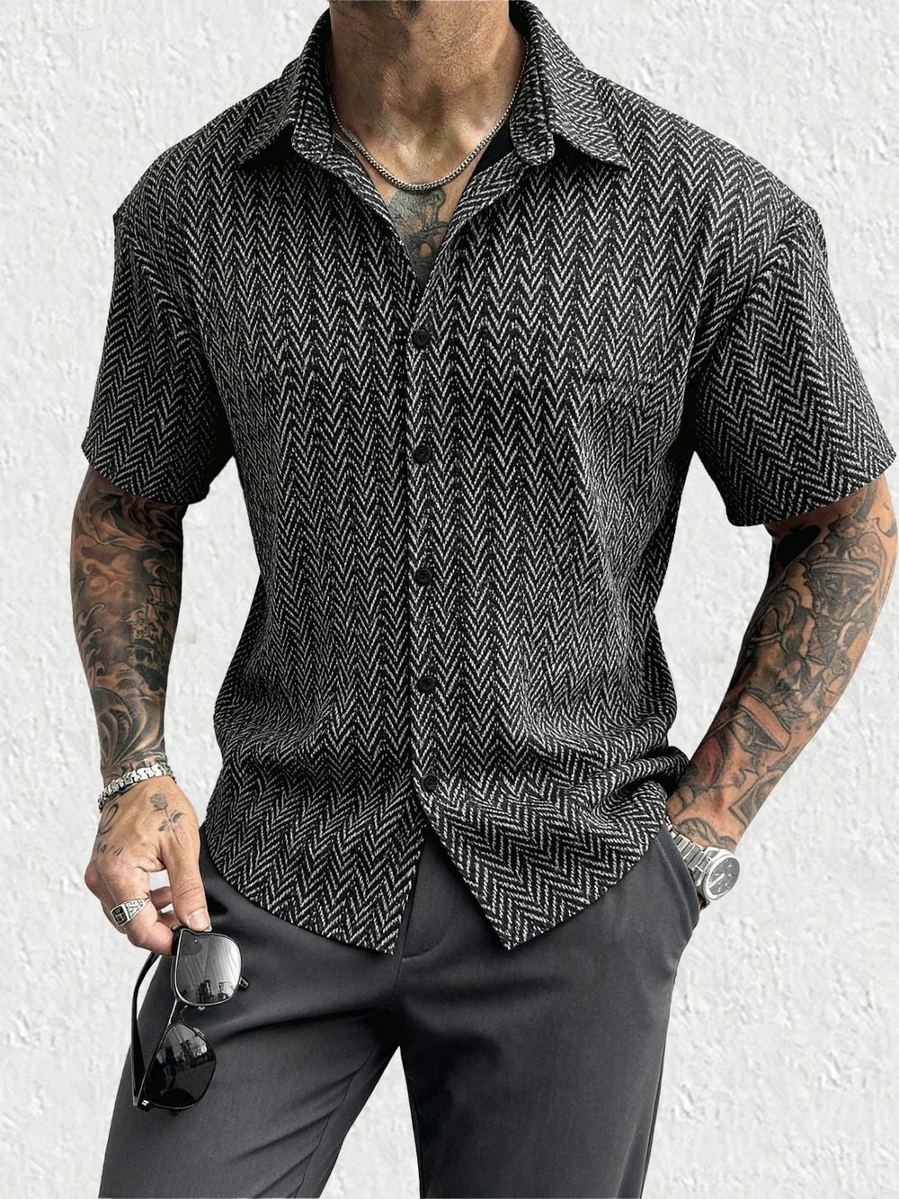 Levan Herringbone Short Sleeve Shirt
