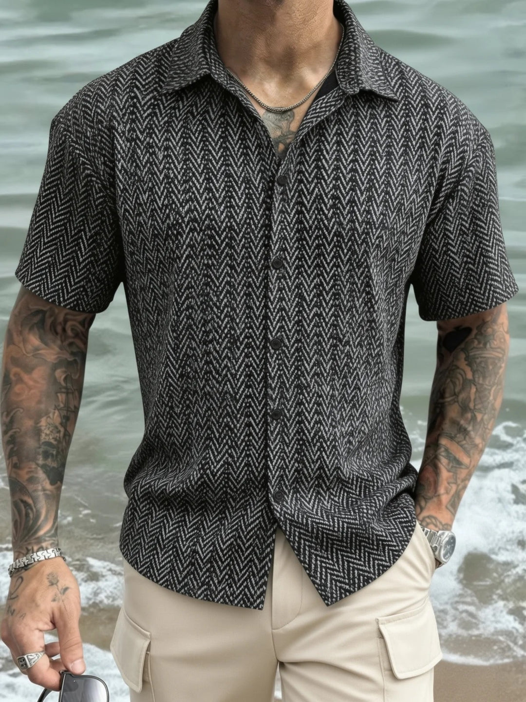 Levan Herringbone Short Sleeve Shirt