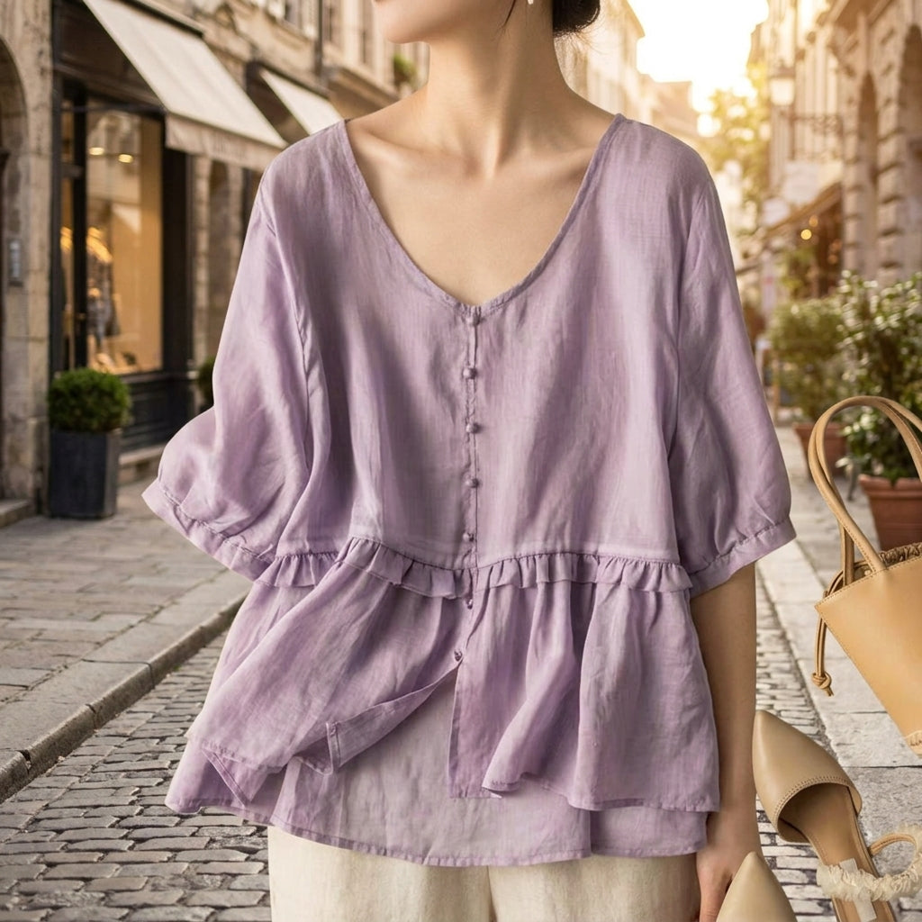 Matera Ruffle Peplum Blouse - Image 3