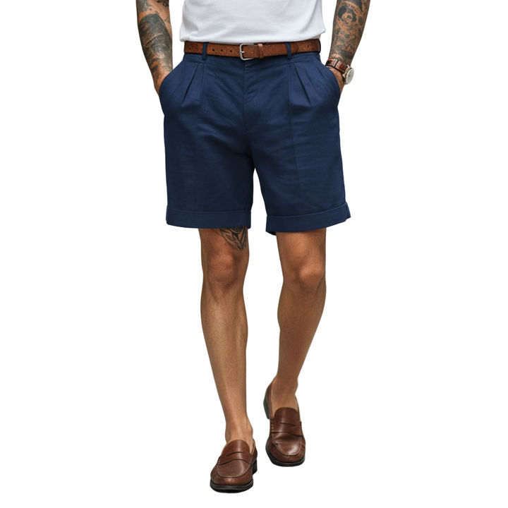 Pleated Trail Linen Shorts