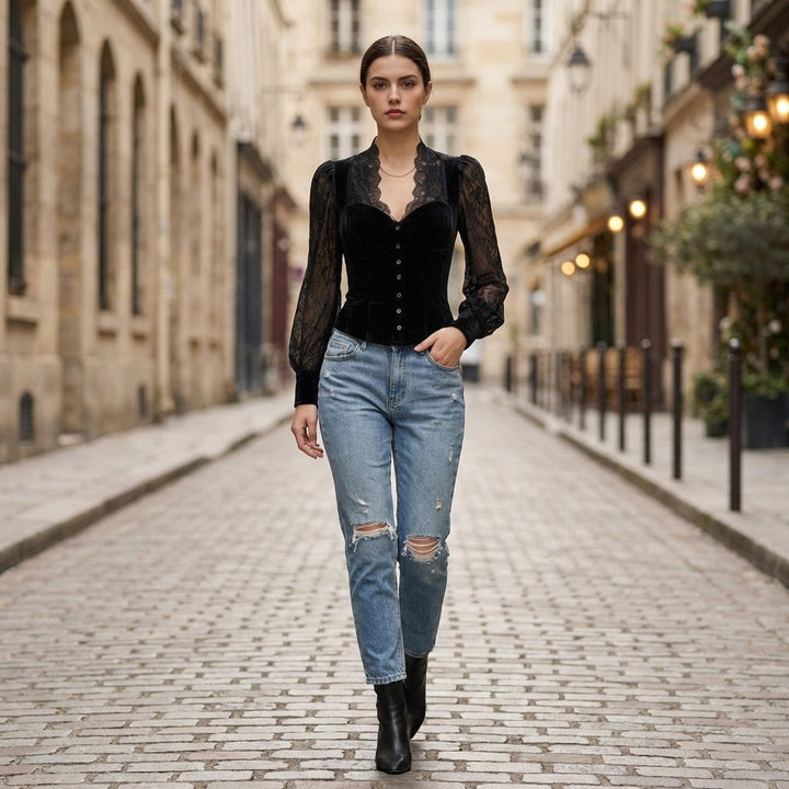 Montaigne Velvet Lace Blouse