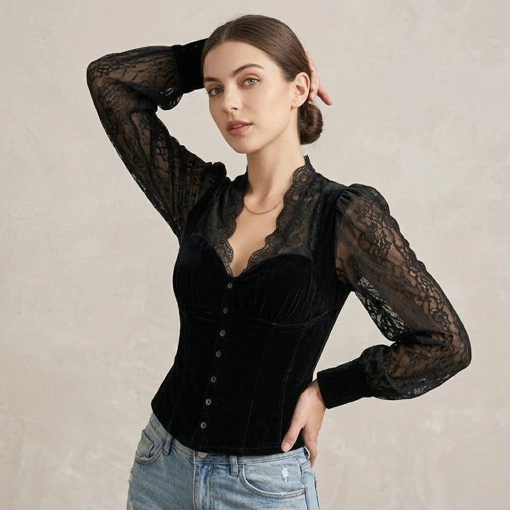 Montaigne Velvet Lace Blouse