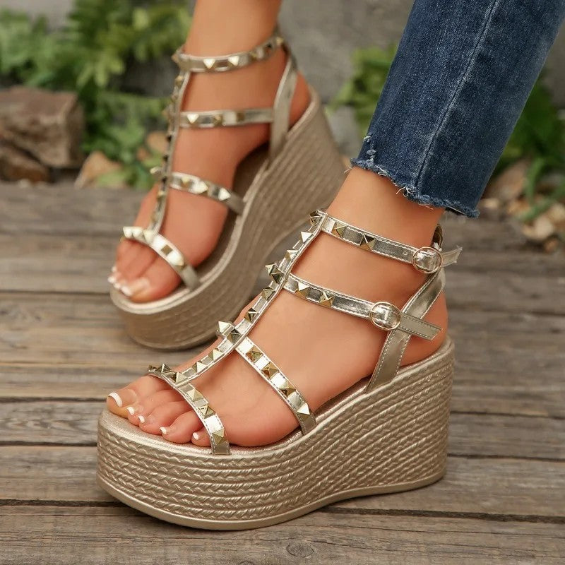 Montara Studded Wedge Sandals