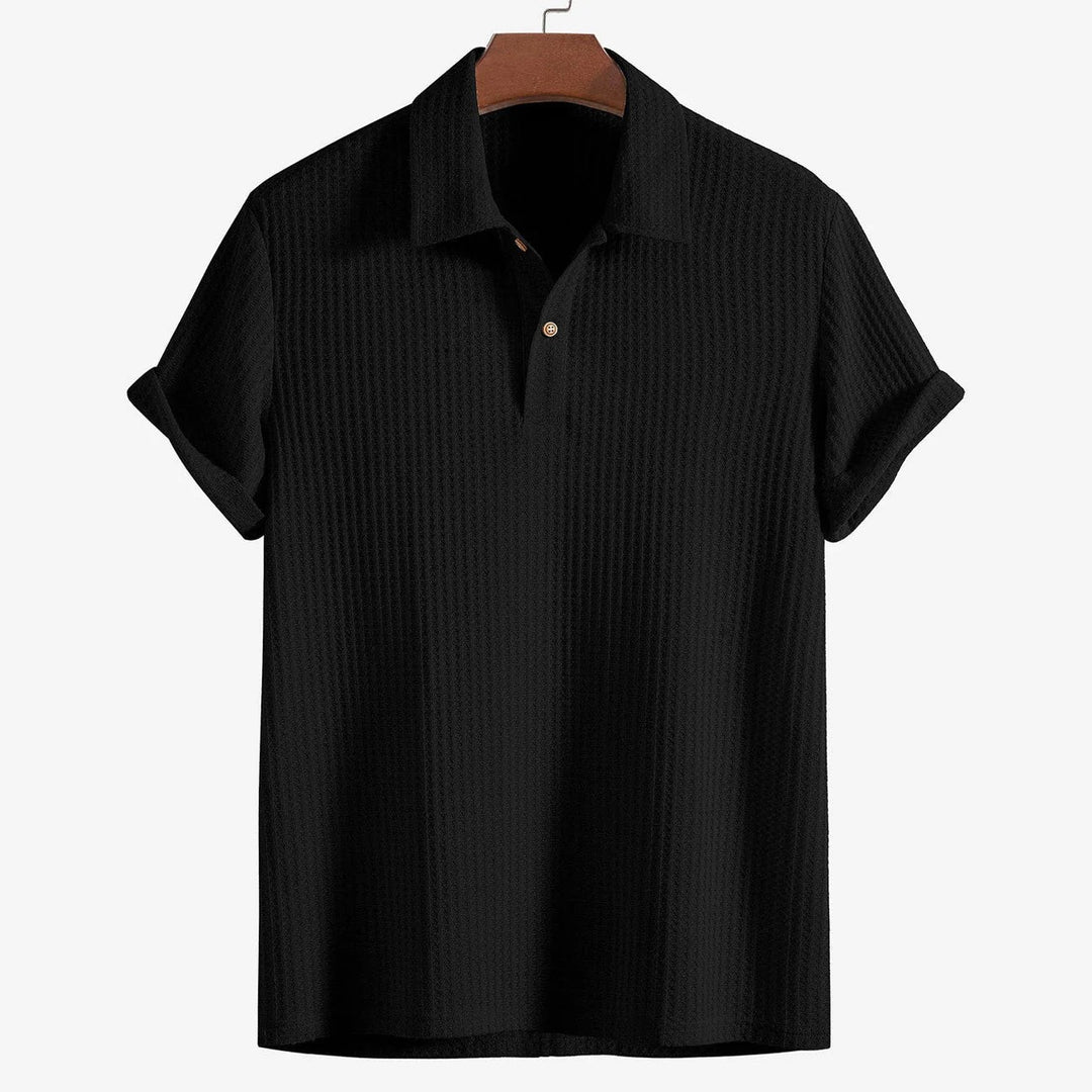 Montclair Waffle Knit Polo - Black