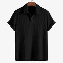 Montclair Waffle Knit Polo - Black