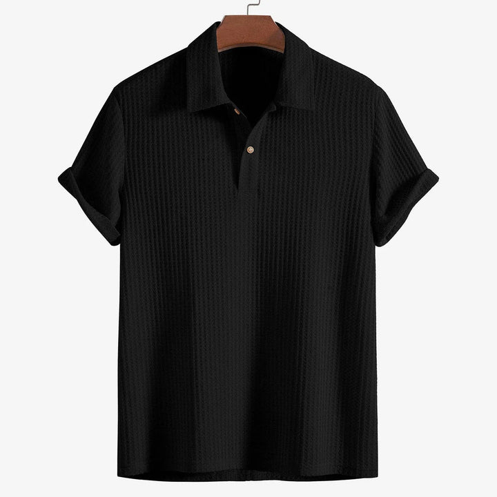 Montclair Waffle Knit Polo - Black