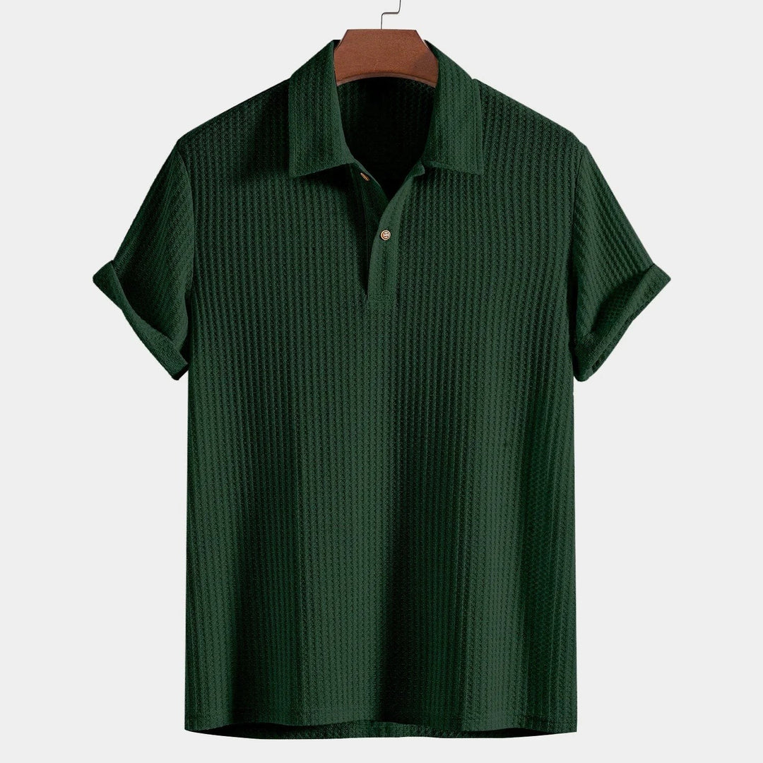 Montclair Waffle Knit Polo - Forest Green