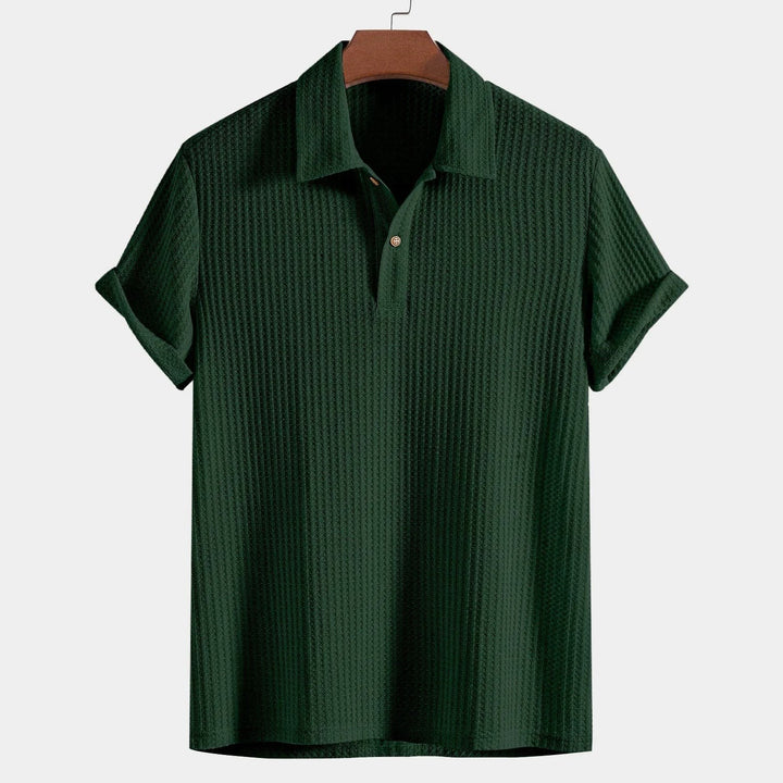Montclair Waffle Knit Polo - Forest Green