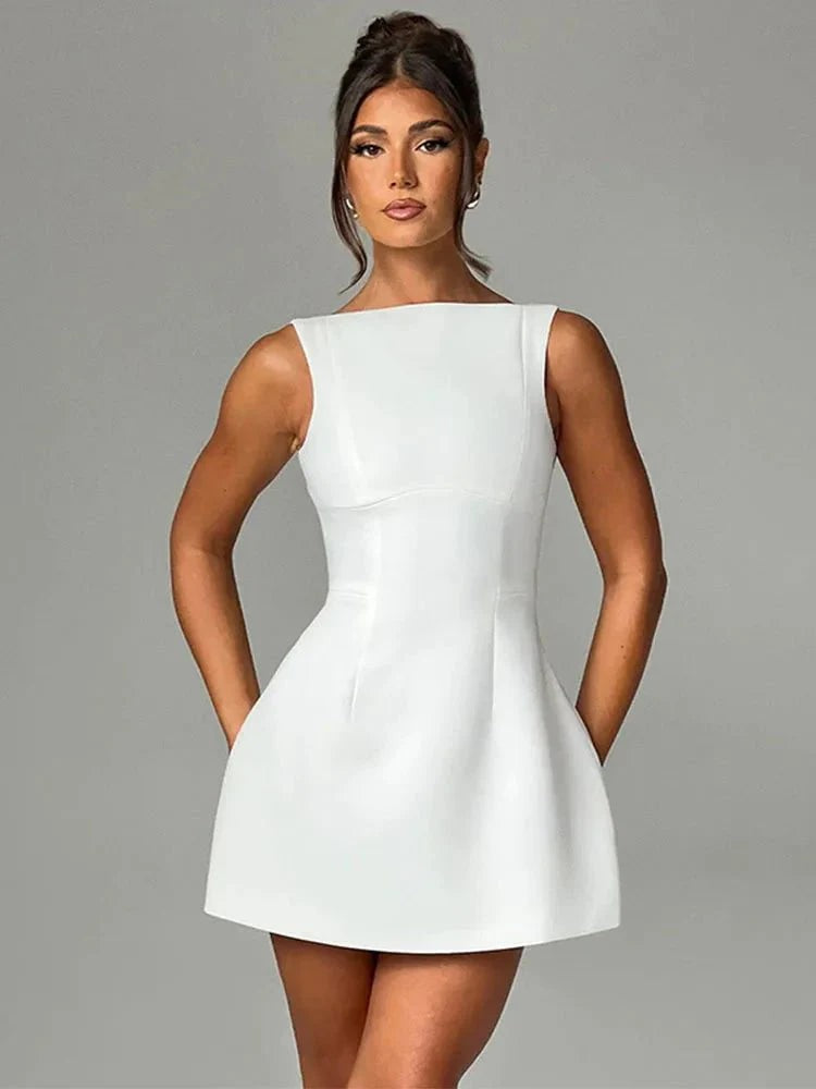 Monti Backless Mini Dress - White