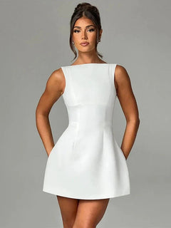 Monti Backless Mini Dress - White