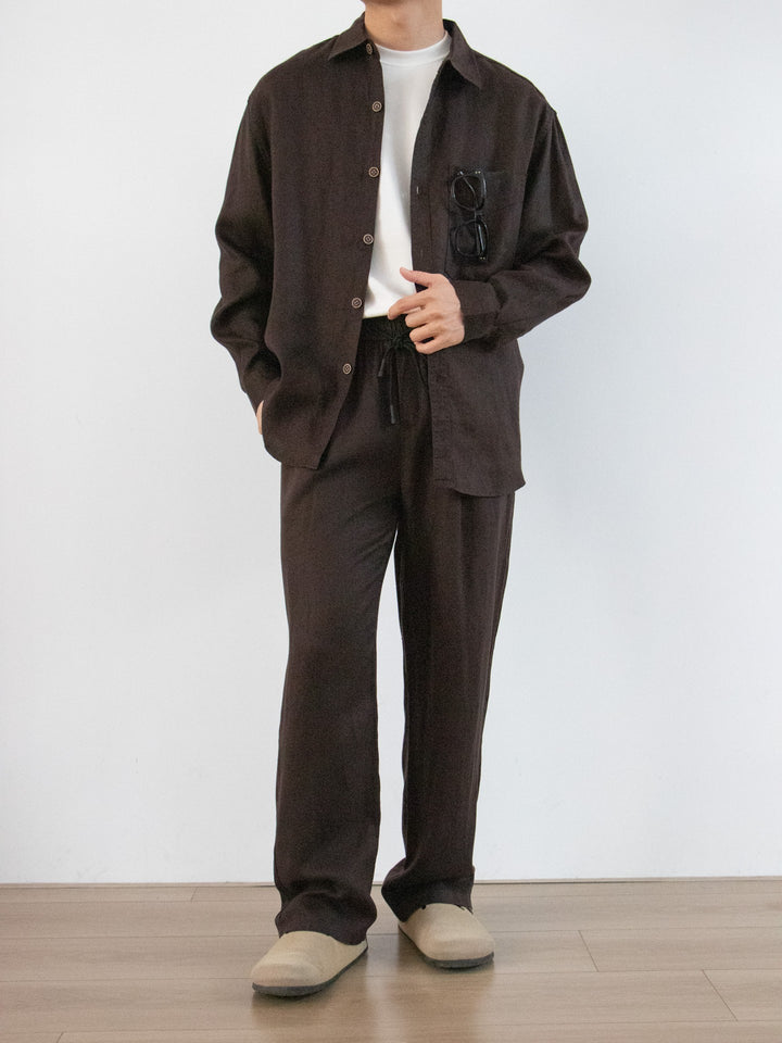 Montreux Lyocell Shirt Pants Set - Coffee Brown