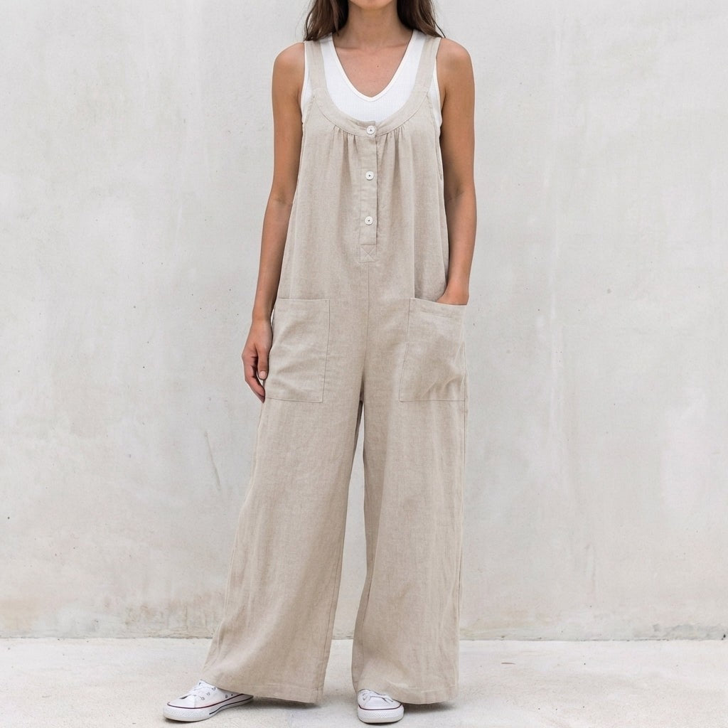 Montreux Wide Leg Jumpsuit - Sandstone