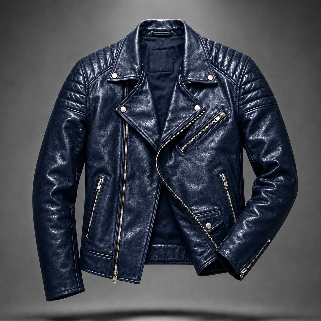 Montrose Leather Moto Jacket - Midnight Blue