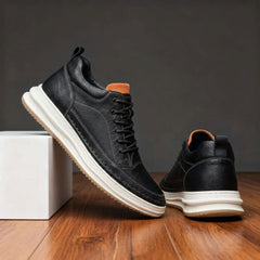 Novara Leather Sneaker - Obsidian