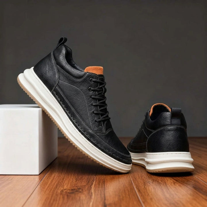 Novara Leather Sneaker - Obsidian
