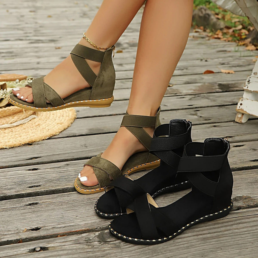 Novara Velvet Gladiator Wedge Sandals