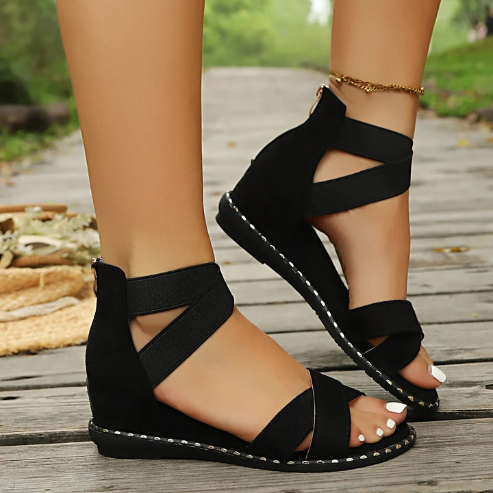 Novara Velvet Gladiator Wedge Sandals