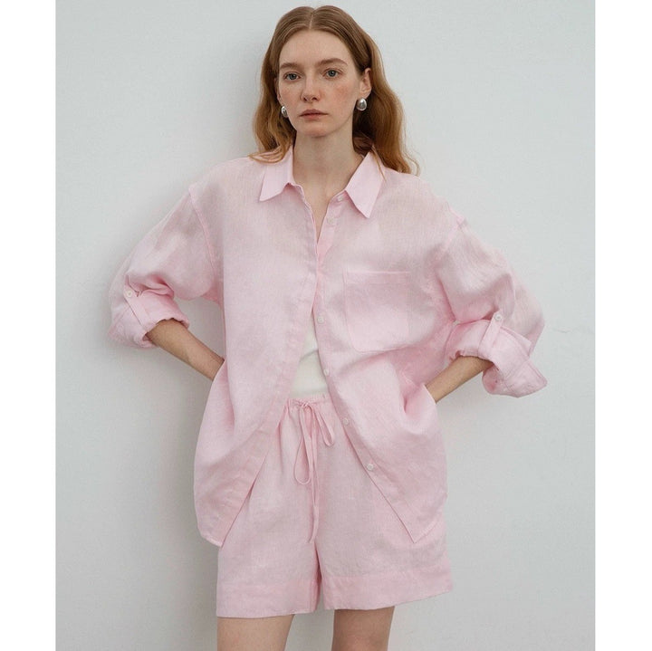 Ostia Summer Linen Set - Blush Pink Set