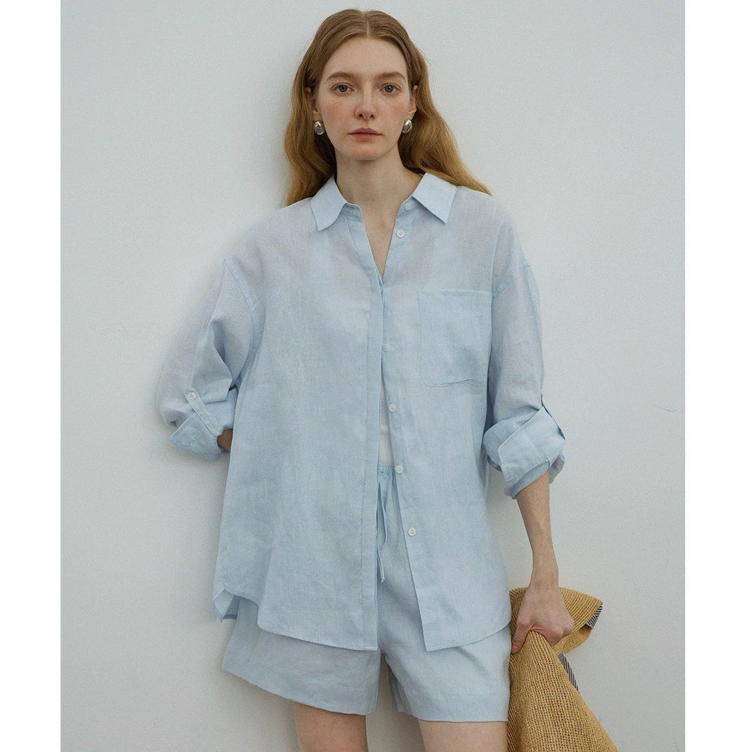 Ostia Summer Linen Set - Sky Blue Set